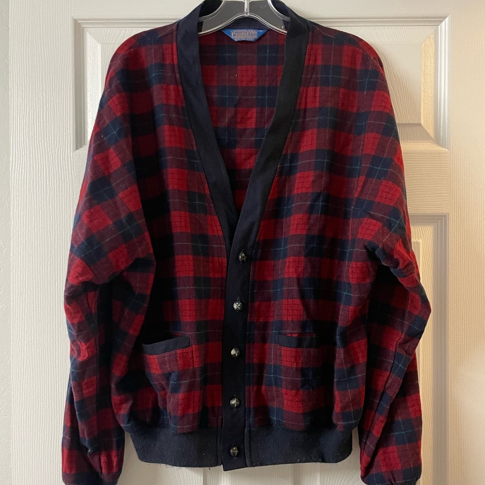 Pendleton Wool Plaid Cardigan